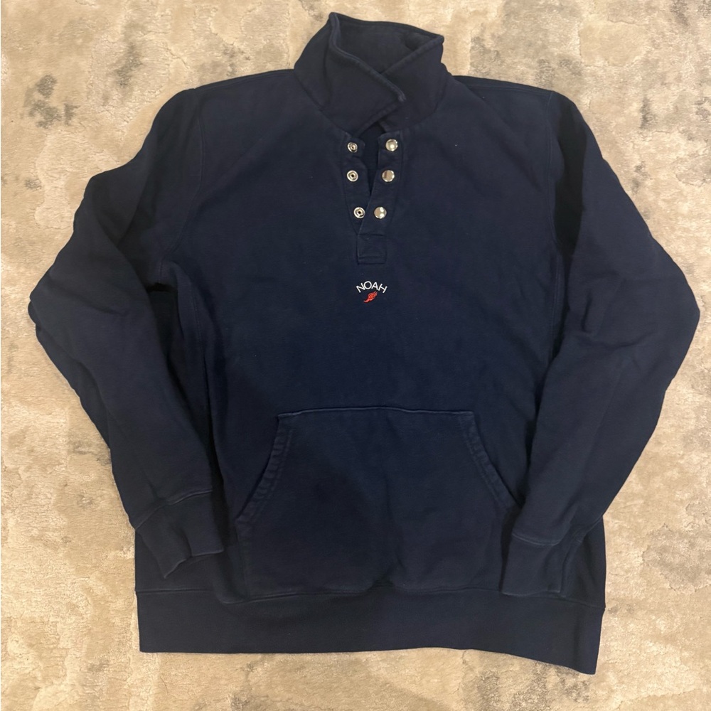 Noah NYC Navy Button-Up Sweatshirt